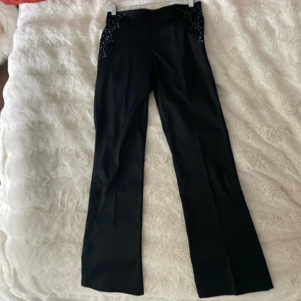 BEBE Vintage Flare Dress Pants with Rhinestone Details